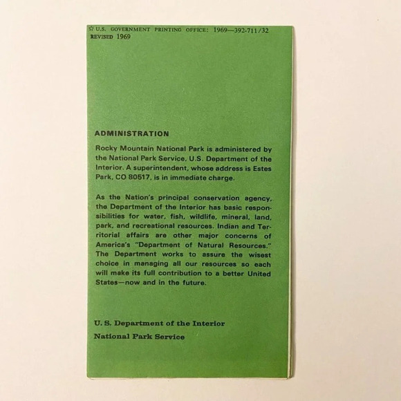 Vintage 1969 Rocky Mountain  National Park Colorado Map Travel Guide Brochure - Picture 2 of 12